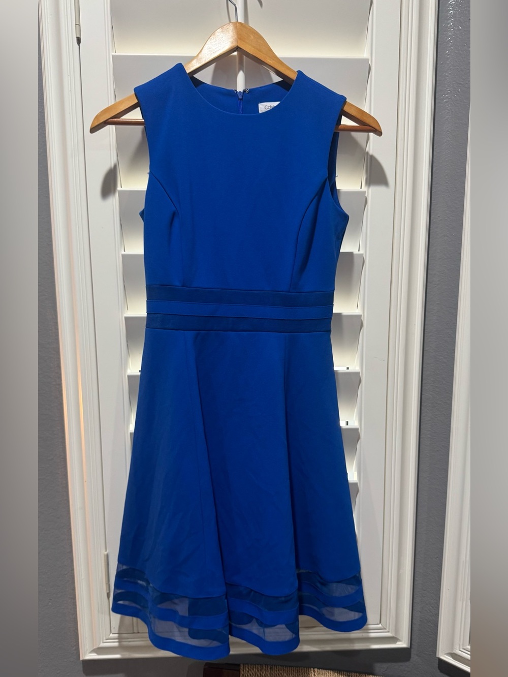 Calvin Klein Sleeveless Royal Blue Fit-and-Flare Dress